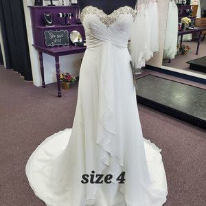 Alfred Angelo 2564 Size 4 Ivory Chiffon Bridal Gown